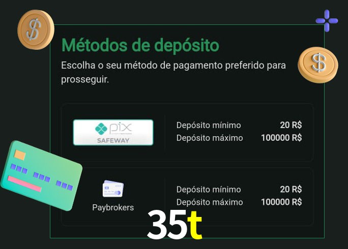 O cassino 35t oferece uma grande variedade de métodos de pagamento